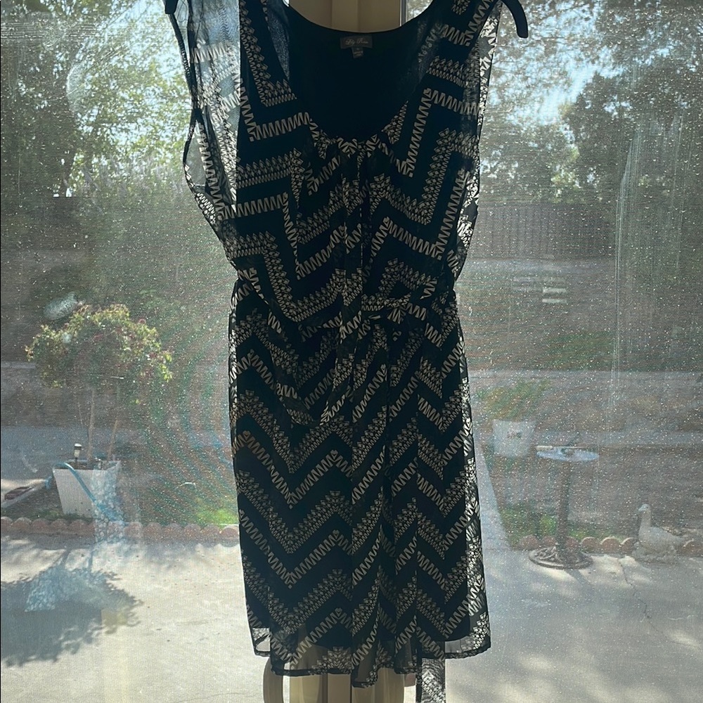Lily Rose Black and White Sleeveless Sundress